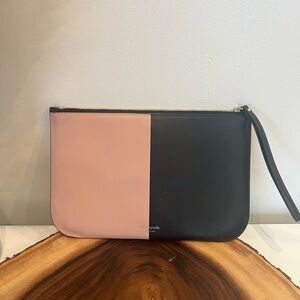 Kate Spade Nicola Bicolor Pink and Black Large Wristlet leather
